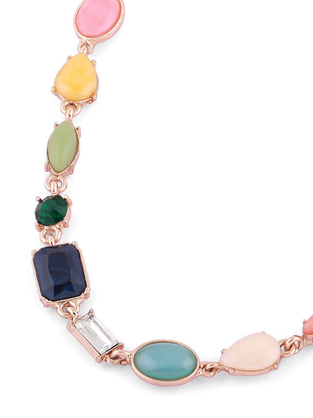 Vergulde ketting – mode-sieraden – legering, blauw accent – ​​52 cm lengte