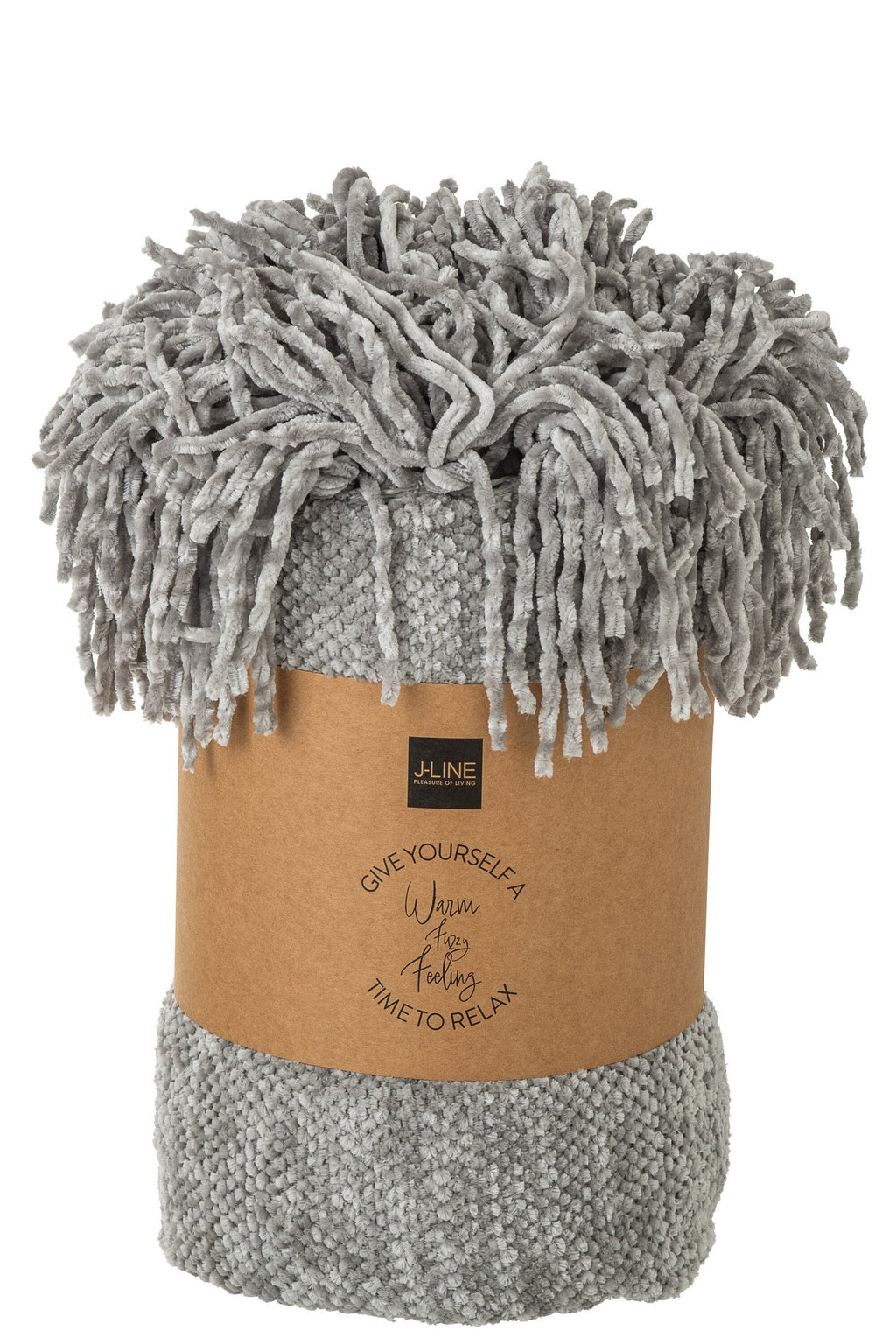 J-Line deken Chenille - polyester - groen