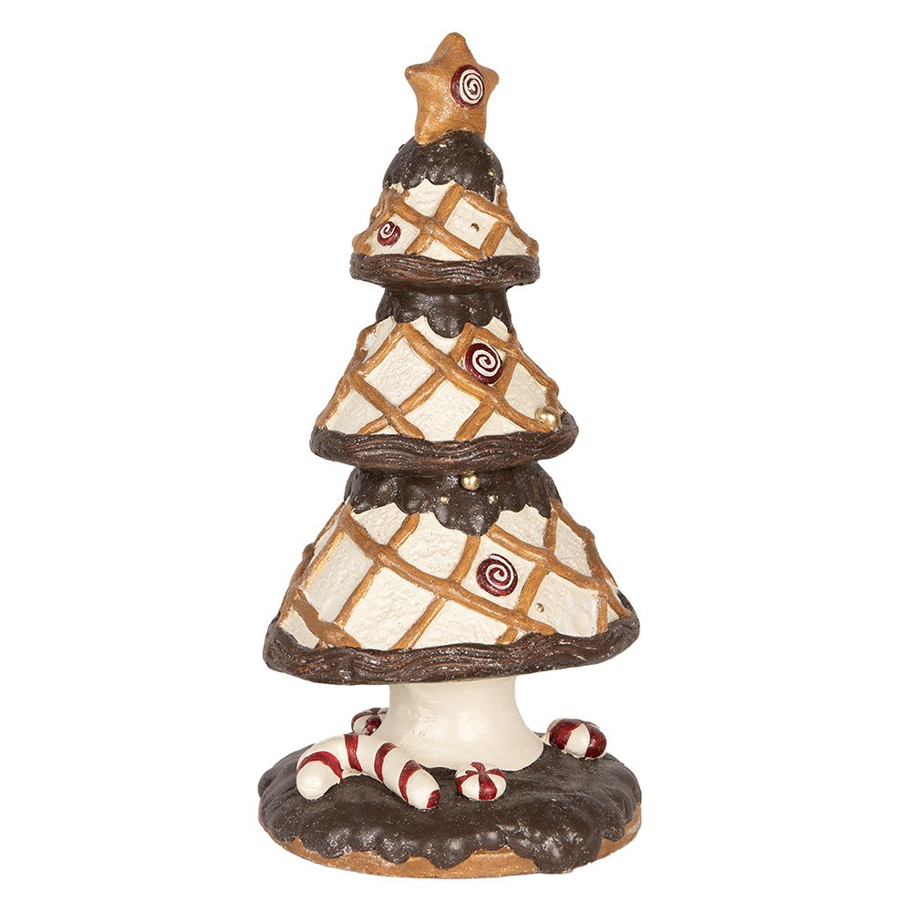 Kerstdecoratie Beeld Kerstboom Ø 22x43 cm Bruin Beige Keramisch materiaal