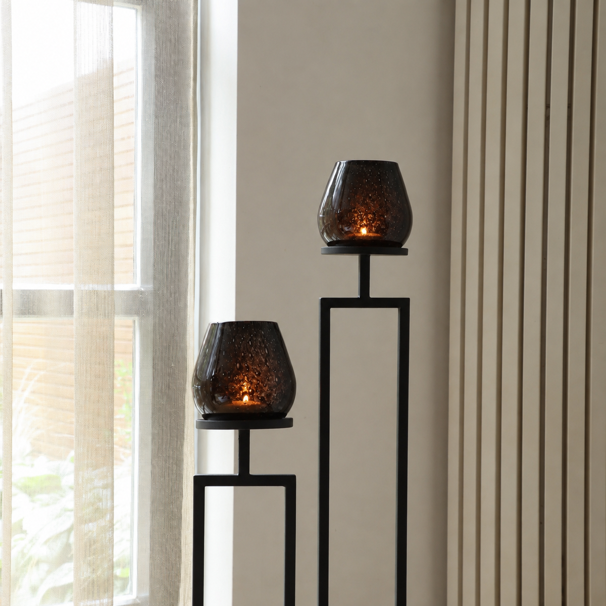 Waxinelichthouder - Tasman Elite XS dark brown Ø12,5 x H11,5 cm (set van 2 stuks)