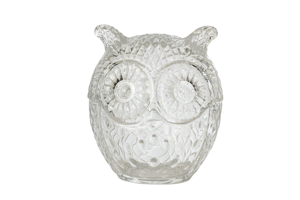 J-Line Decoratieve pot met uil - glas - transparant