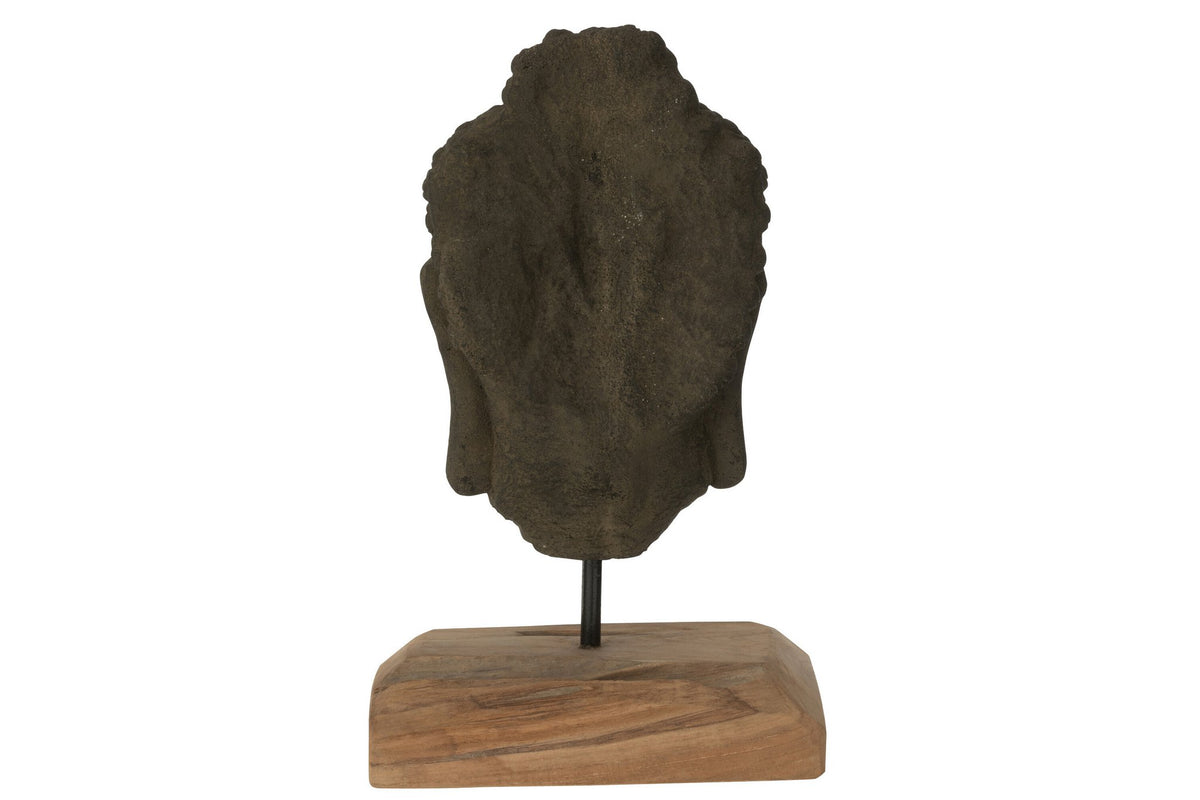 J-Line Decoratie Hoofd Teakhout/Cement Zwart/Naturel