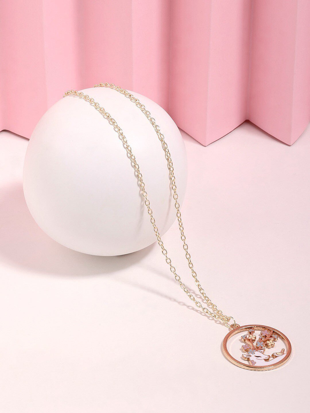 Vergulde geëmailleerde ketting – ketting – legering, geëmailleerde afwerking – 23 cm lengte