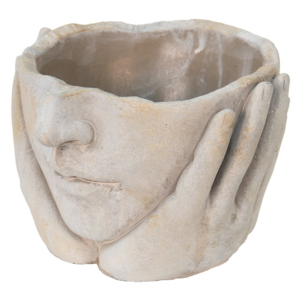 Bloempot Hoofd Ø 11x11 cm Beige Steen plantenpot