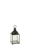J-Line lantaarn Hagrid - glas/ijzer - zwart - small
