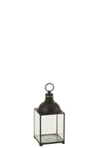 J-Line lantaarn Hagrid - glas/ijzer - zwart - small