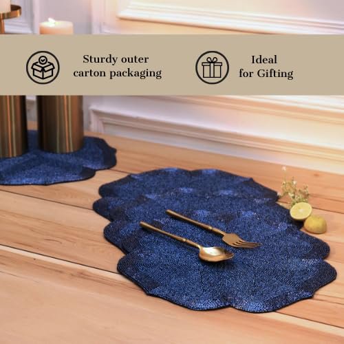 Placemat met kralen – glazen kraal, Marokkaans patroon – 30 cm rond