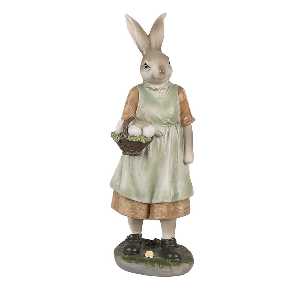 Beeld Konijn 25 cm Bruin Groen Polyresin Paasdecoratie