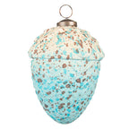 Kerstbal eikel Ø 9 cm turquoise beige glas Kerstdecoratie