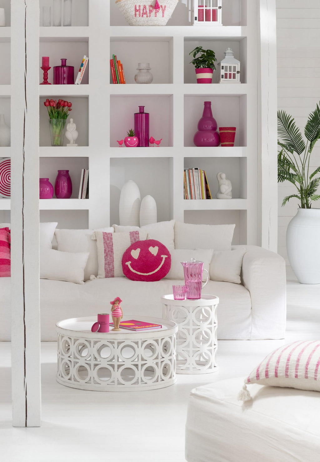 J -Line Vaas -fles - Glas - Roze - Small - 75 cm de zon