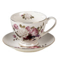 Kop en Schotel 200 ml Wit Porselein Bloemen Servies