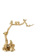 J-Line decoratie Vogel Op Tak - polyresin - goud - L
