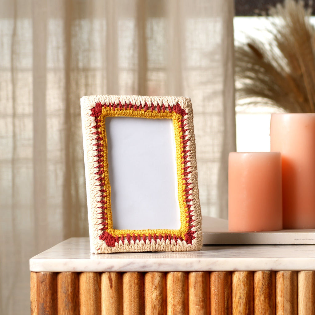 Fotolijst – Elegantie met gouden amberkleurige kralen – Ambachtelijk decor – 4×6 inch
