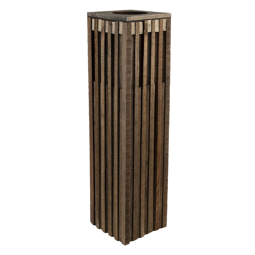 Windlicht 14x14x54 cm Bruin Hout Kaarsenhouder