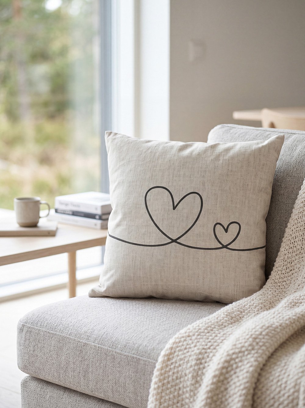 Kussenhoes 45x45 cm Beige Groen Polyester Harten Sierkussen