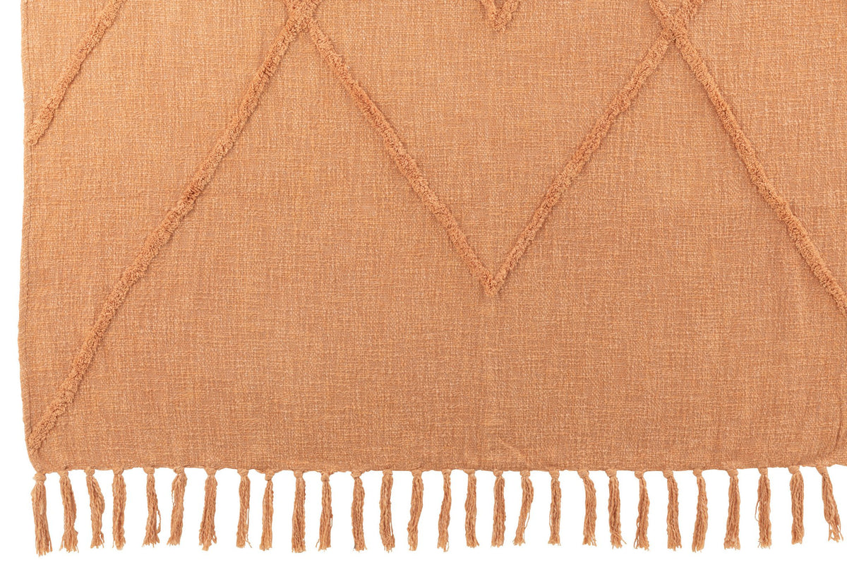 J-Line plaid Kwastjes - katoen - zalm - 190 x 56 cm