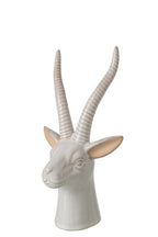 J-Line decoratie Hert Hoofd - porselein - ecru - medium