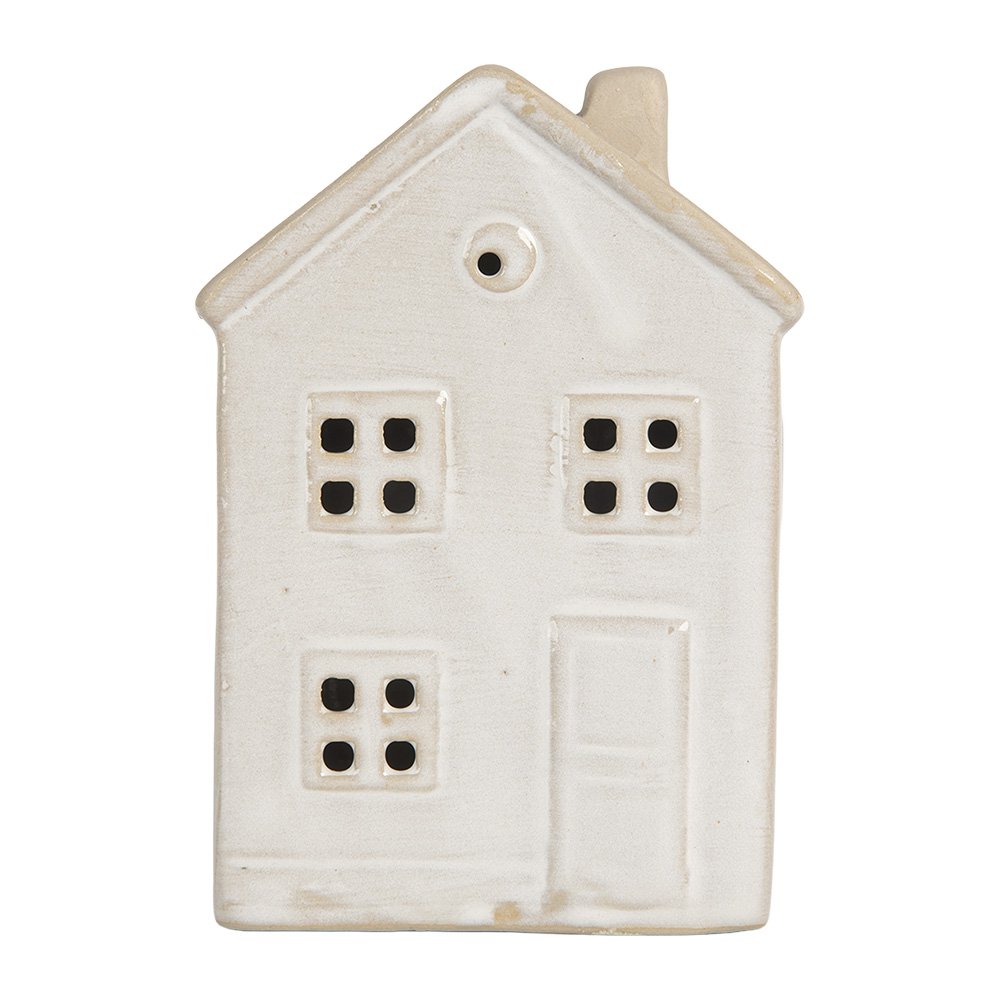 Decoratie Huis met LED 8x5x12 cm Beige Keramiek
