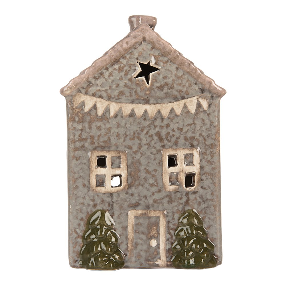 Waxinelichthouder Huis 10x8x15 cm Blauw Keramiek