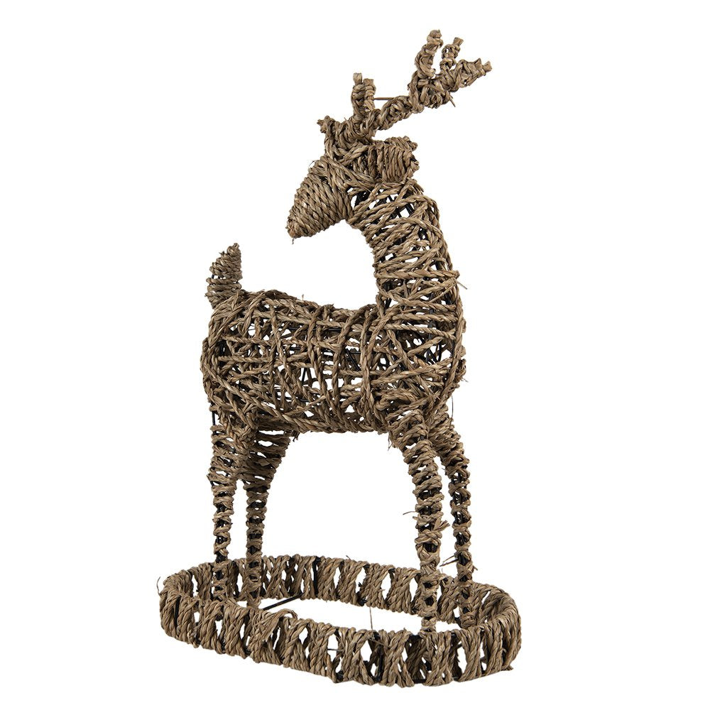 Beeld Hert 30x20x49 cm Bruin Rotan Kerstdecoratie
