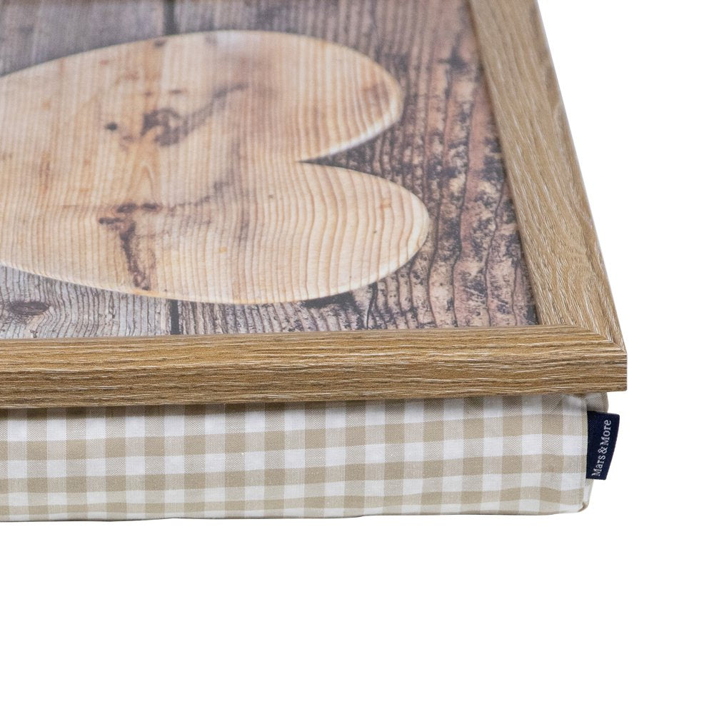 Schootkussen houten hart 43cm