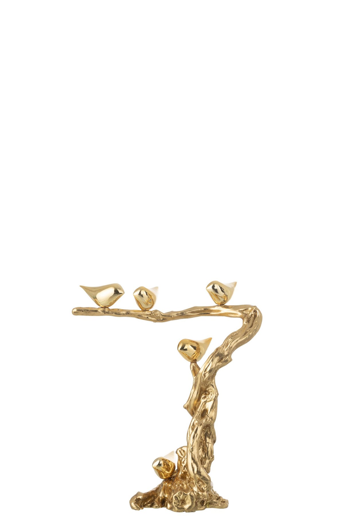 J-Line decoratie Vogel Op Tak - polyresin - goud - S