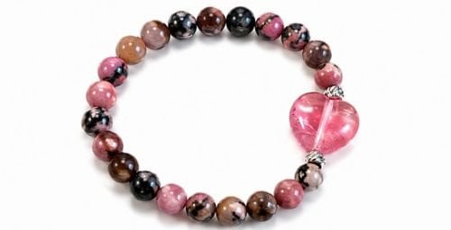 Dames armband Rhodoniet & Calciet hart