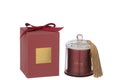 J-Line geurkaars Stolp Amour - Mimosa & Rose - glas - rood - S - 30U