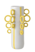 J-Line vaas Ringen - keramiek - wit/geel