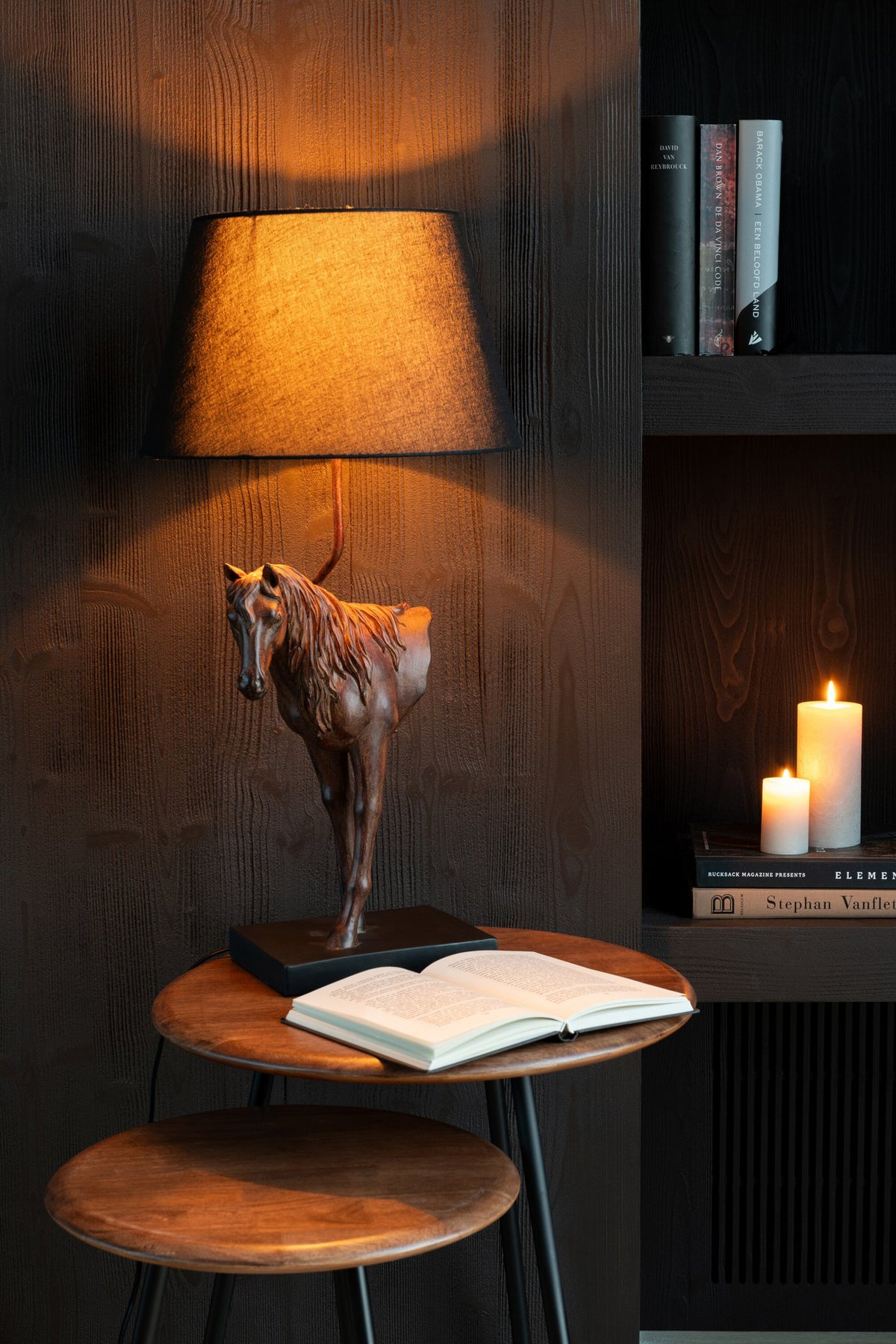 J-Line tafellamp Paardenvoorkant - polyresin - donkerbruin
