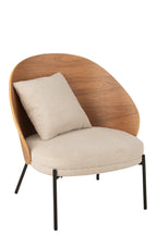 J-Line Loungestoel Lone Multiplex/Metaal Naturel/Beige
