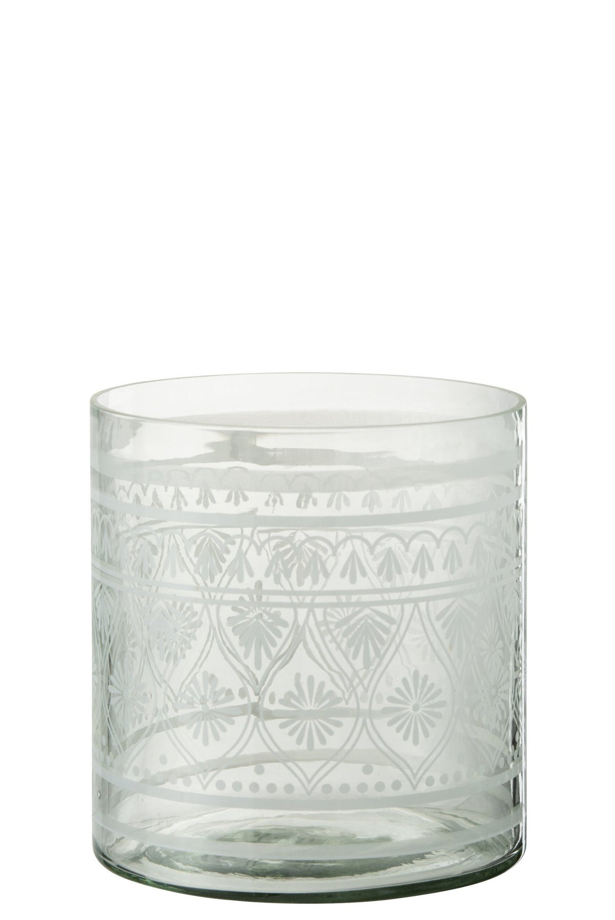 J-Line windlicht Patroon - glas - transparant/wit - large