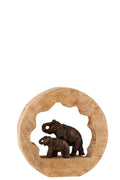 J-Line decoratie Figuur Olifant + Kind - hout/aluminium - brons - S