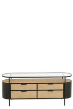 J-Line kast Ivy - ijzer - naturel/zwart