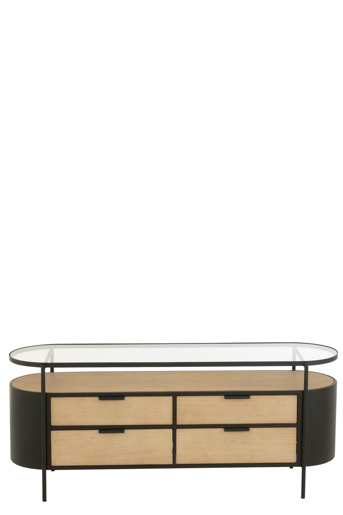 J-Line kast Ivy - ijzer - naturel/zwart