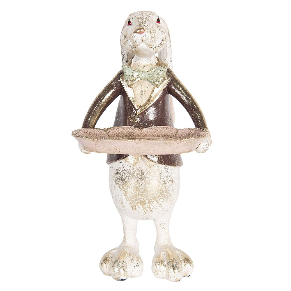 Beeld Konijn 30 cm Wit Zwart Polyresin