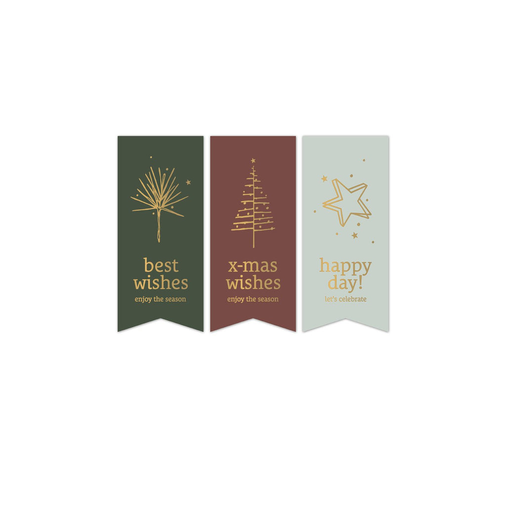 Xmas vaantjes '23 cadeaustickers op rol - 500 stuks