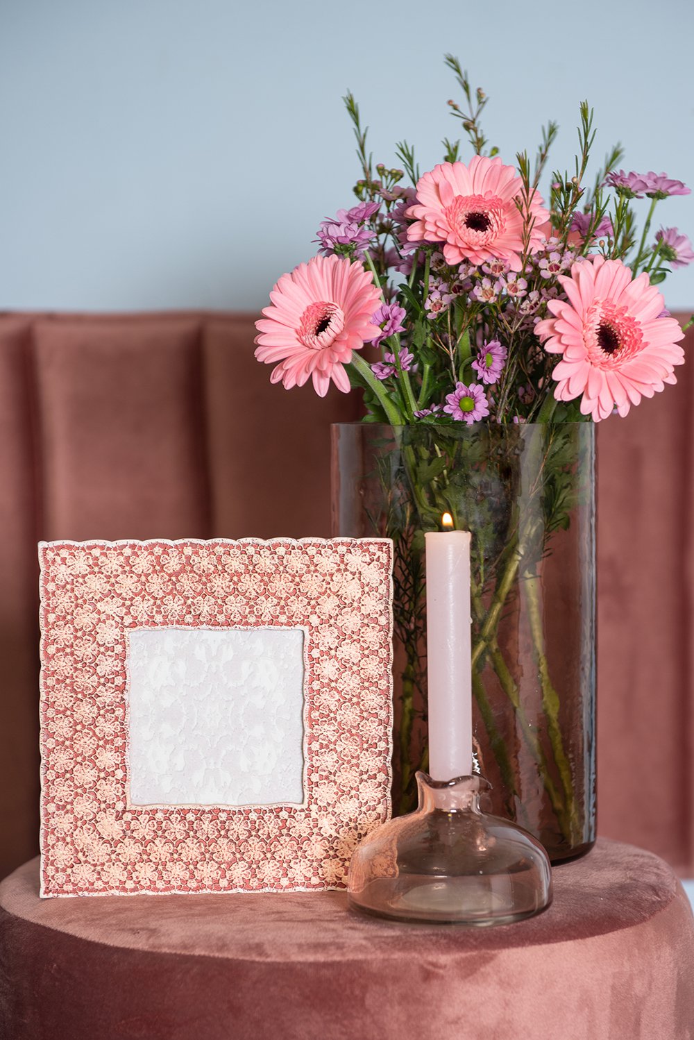 Vaas Ø 8x11 cm Roze Glas Decoratie Vaas