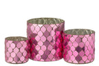 J-Line kaarshouder Cilinder Mozaïek - glas - fuchsia