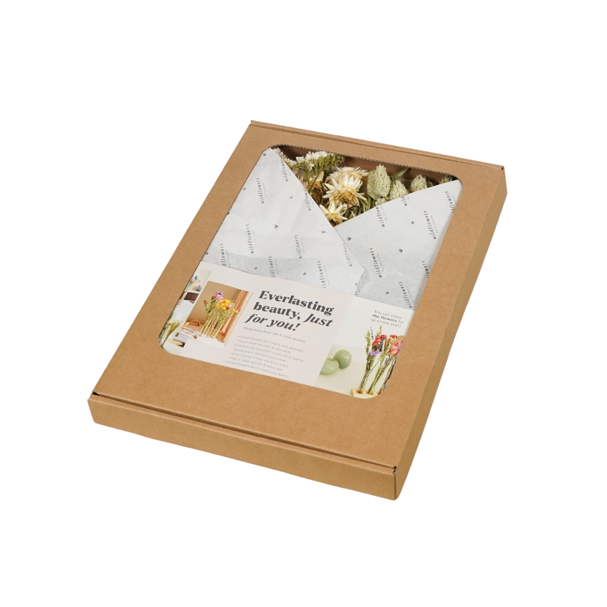 Geschenkdoos - Gedroogde Bloemen in Brievenbus - Met Vazen - Naturel
