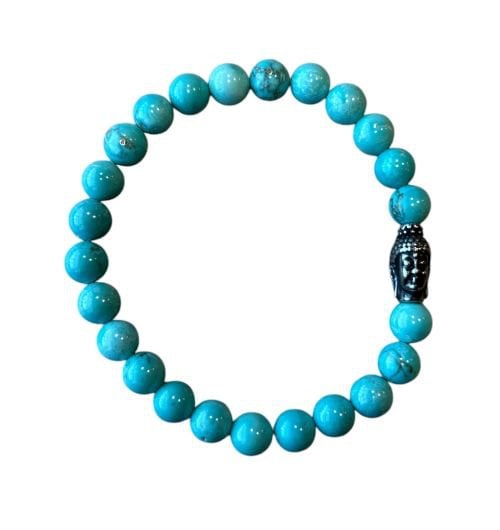 Heren armband Turquoise 8 mm met Boeddha kraal