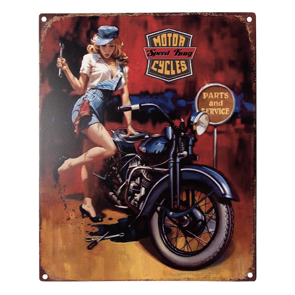 Tekstbord 20x25 cm Rood IJzer Motor Wandbord