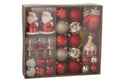 J-Line kerstbal - kunststof - rood/goud - doos van 45