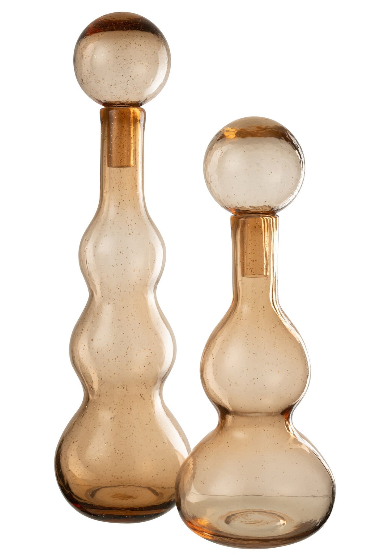 J-Line decoratie fles + stop Carol - glas - caramel - large