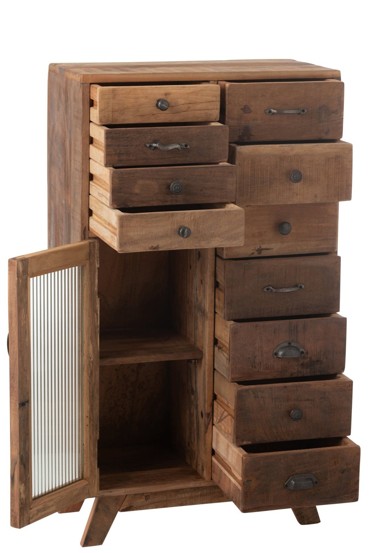 J-Line Kast Retro Gerecycleerd Hout/Glas Naturel