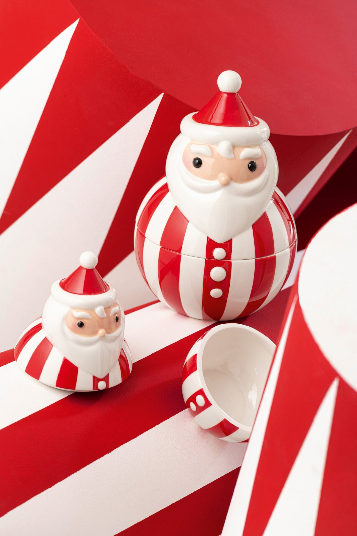 J-Line voorraadpot Sinterklaas Dolomiet - keramiek - rood/wit - L