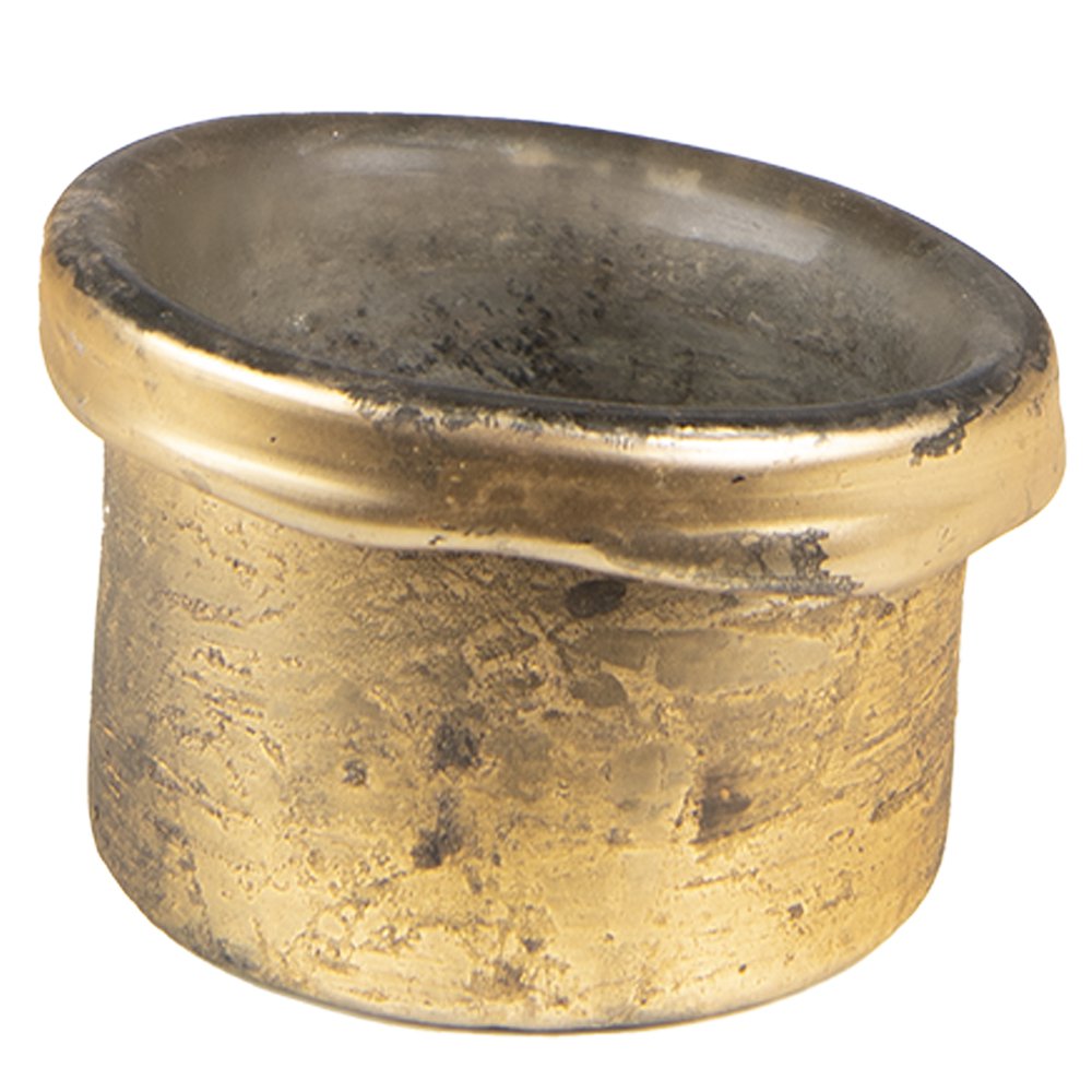 Theelichthouder Ø 8x6 cm Goudkleurig Glas Waxinelichthouder