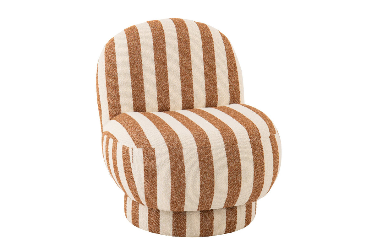 J-Line loungestoel Gestreept - polyresin - bruin/gebroken wit
