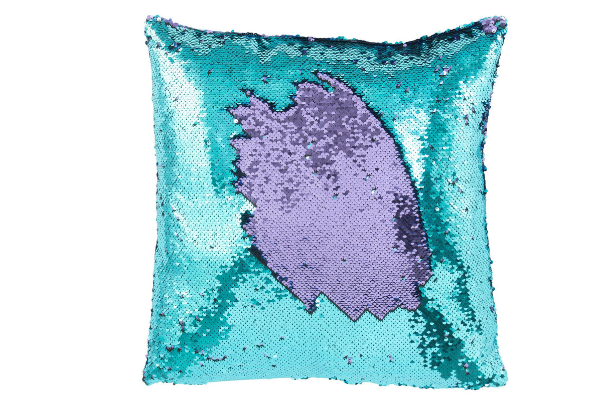 J-Line kussen Omkeerbaar Sequin - textiel - blauw/paars
