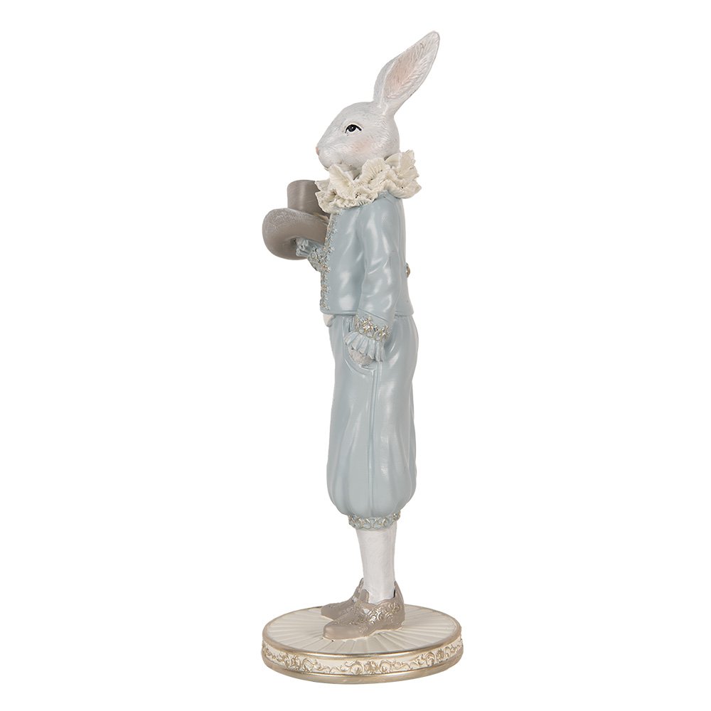 Decoratie Beeld Konijn 31 cm Wit Blauw Kunststof